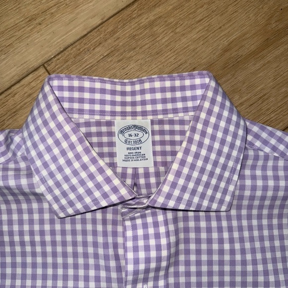 Brooks Brothers Lavender Checkered Button Down Shirt - Picture 2 of 5